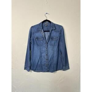 Eddie Bauer Classic Denim Button-Up Shirt size medium
